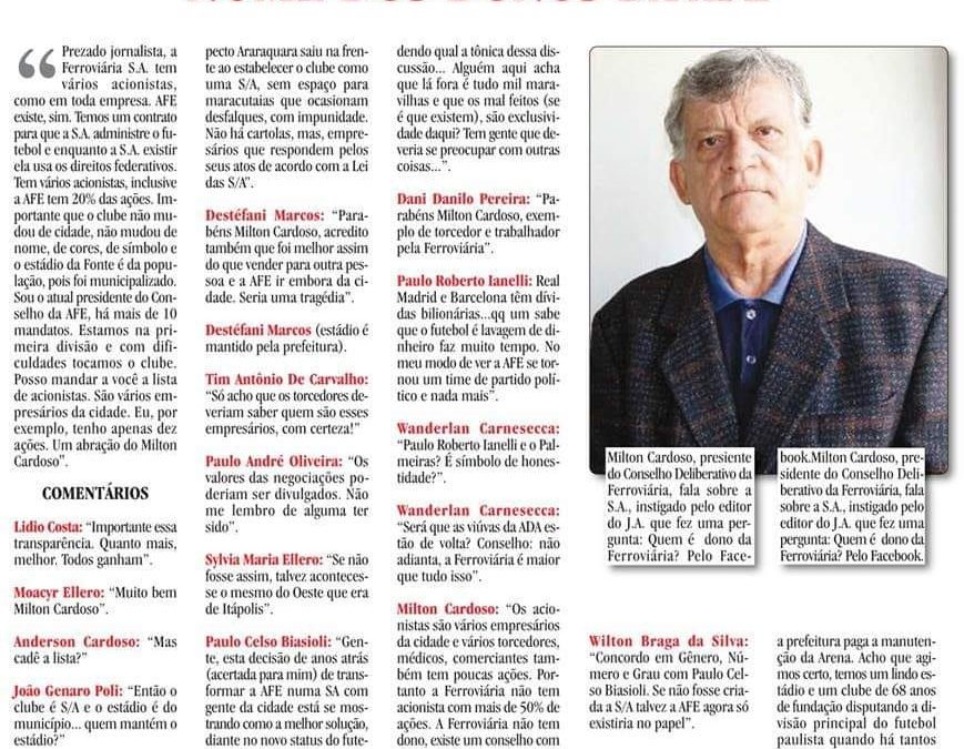 MILTON CARDOSO NO JORNAL DE ARARAQUARA – 12/2018!