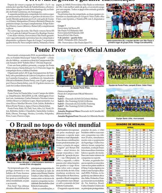 PÁGINA ESPORTES E LAZER- FOLHA DA CIDADE – 08/01/2018 – TERÇA-FEIRA!