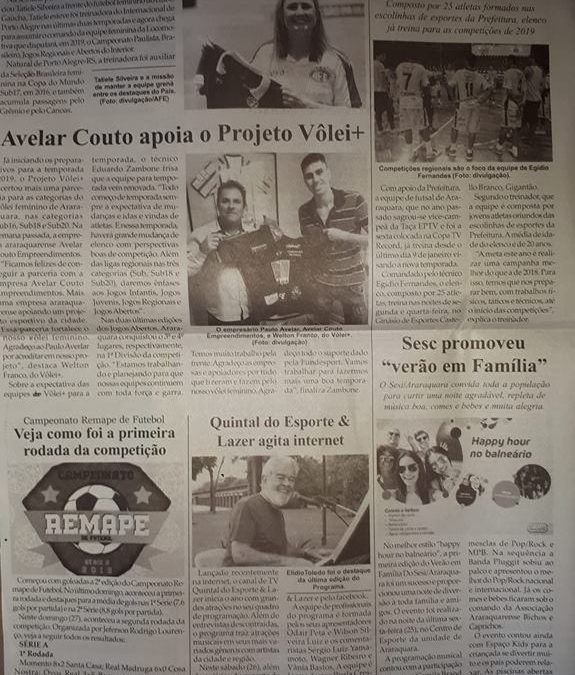 ESPORTES E LAZER – FOLHA DA CIDADE – 29/01/2019 – TERÇA-FEIRA