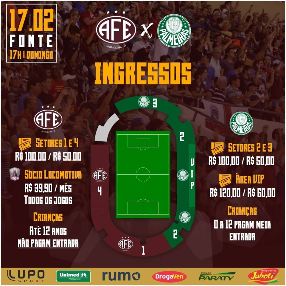 Ingressos a partir de 60 reais para jogo contra Ferroviária no