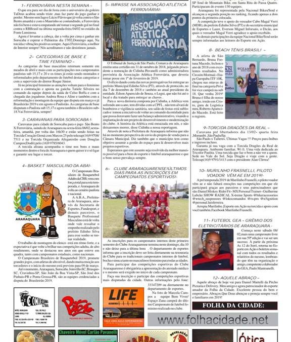 AS DOZE DO SORÓ -FOLHA DA CIDADE- 07/02/2019 – QUINTA-FEIRA!