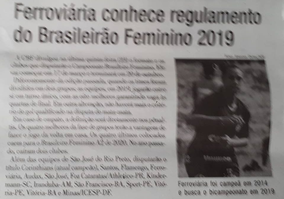 Brasileirão 2019 Feminino com mudanças!