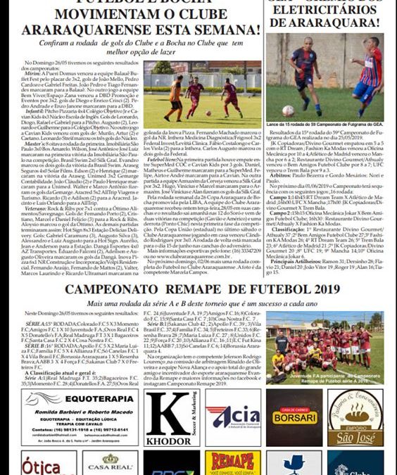 Página 06 ,Clubes ,Folha da Cidade de Araraquara desta 29/05,quarta feira.