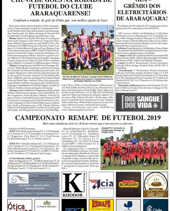 Página 06 ,Clubes ,Folha da Cidade de Araraquara desta 22/05,quarta feira.