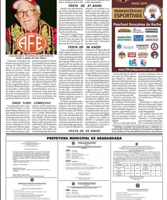 Página 4 ,Especial sobre 39 anos das Reminiscências Esportivas ,Folha da Cidade de Araraquara ,24/05-Sexta-feira !