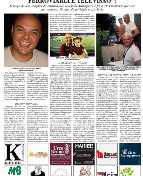 PERSONALIDADE – 19/05/2019 – FOLHA DA CIDADE!