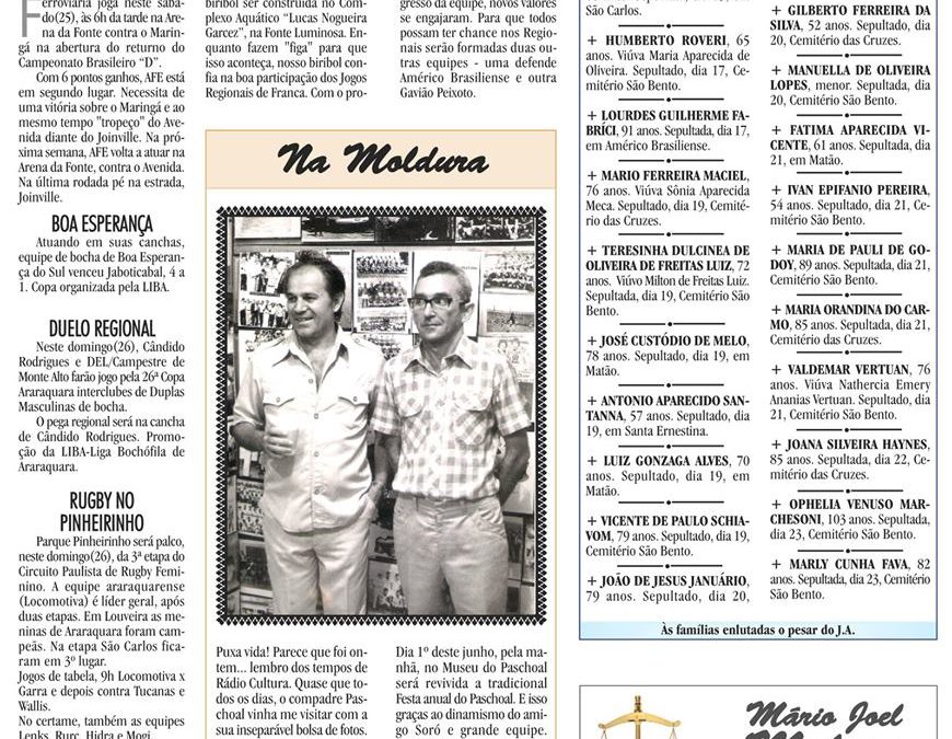 ESPORTES – JORNAL DE ARARAQUARA – 25/05/2019!