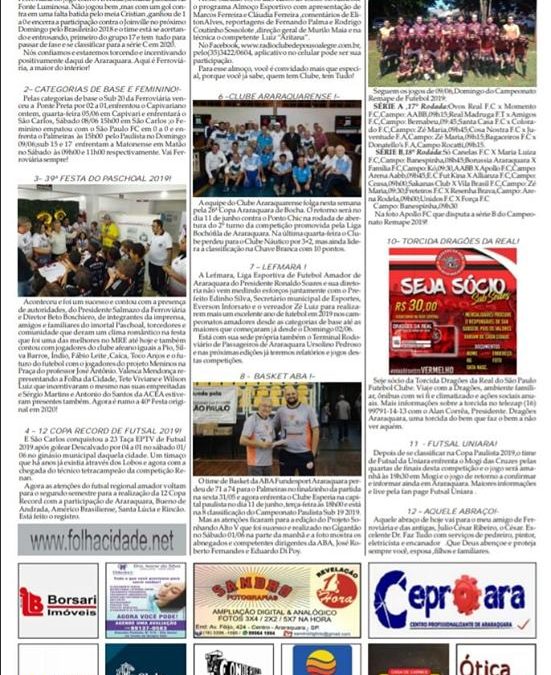 Página 6 ,As 12 do Soro ,Folha da Cidade de Araraquara ,06/06-Quinta-feira !