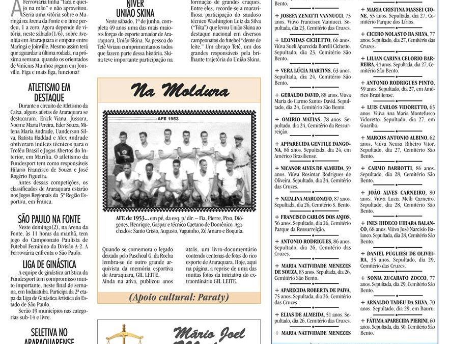 ESPORTES – JORNAL DE ARARAQUARA – 01/06/2019!