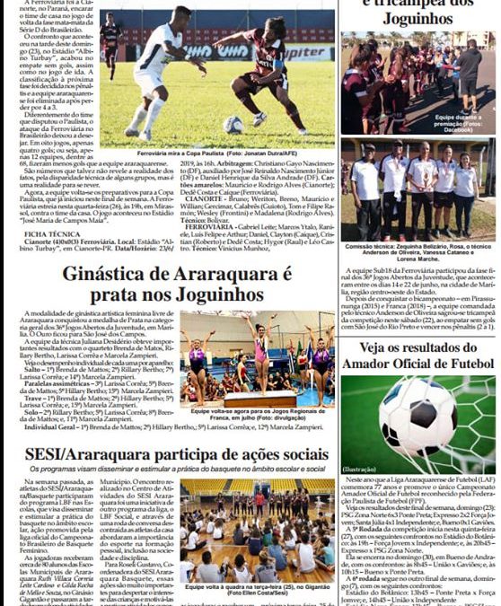 Esportes e Lazer,25/06/2019,Folha da Cidade de Araraquara!