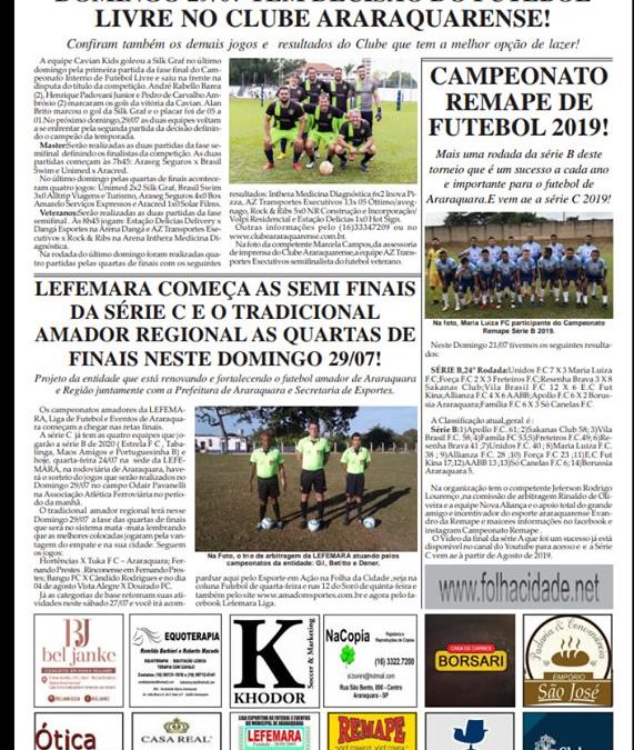Página 04 ,Futebol ,Folha da Cidade de Araraquara desta 24/07,quarta- feira!