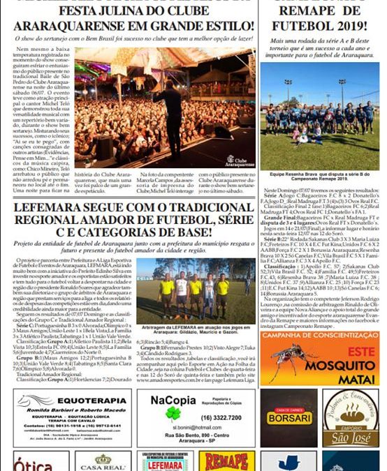 Página 06 ,Clubes ,Folha da Cidade de Araraquara desta 11/07,quinta- feira!