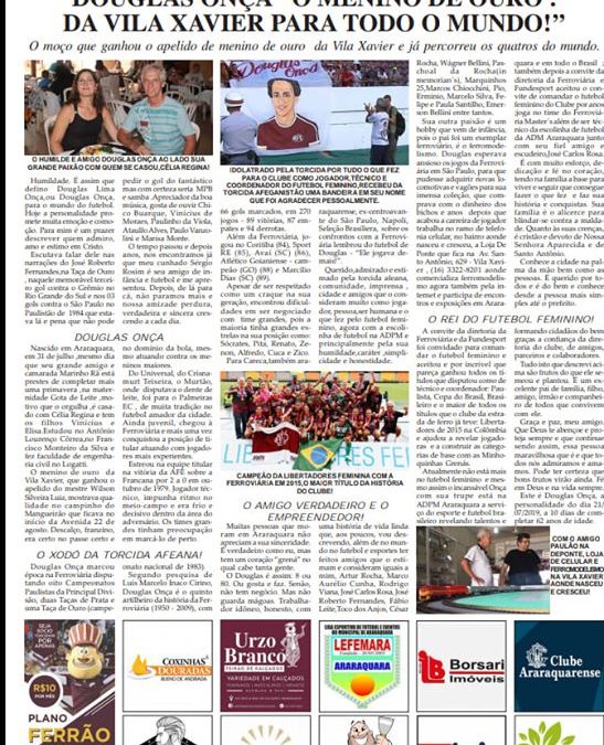 Página 03 ,Personalidade ,Folha da Cidade de Araraquara de hoje ,21/07 – Domingo!