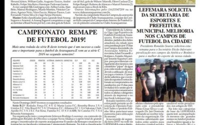 Página 06,Futebol ,Folha da Cidade de Araraquara de quarta- feira,31/07/2019!