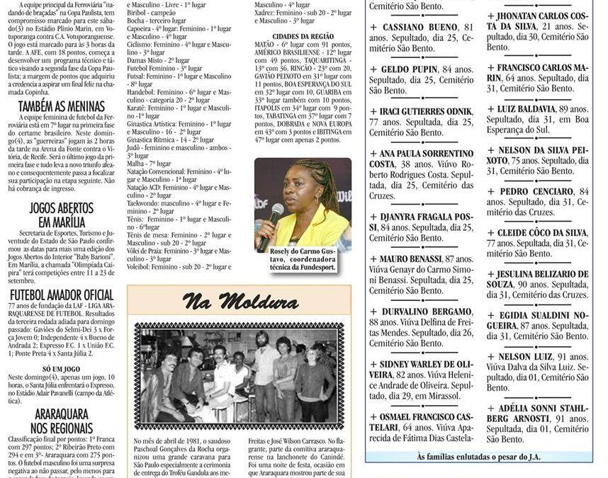 ESPORTES – JORNAL DE ARAARQUARA – 03/082019!
