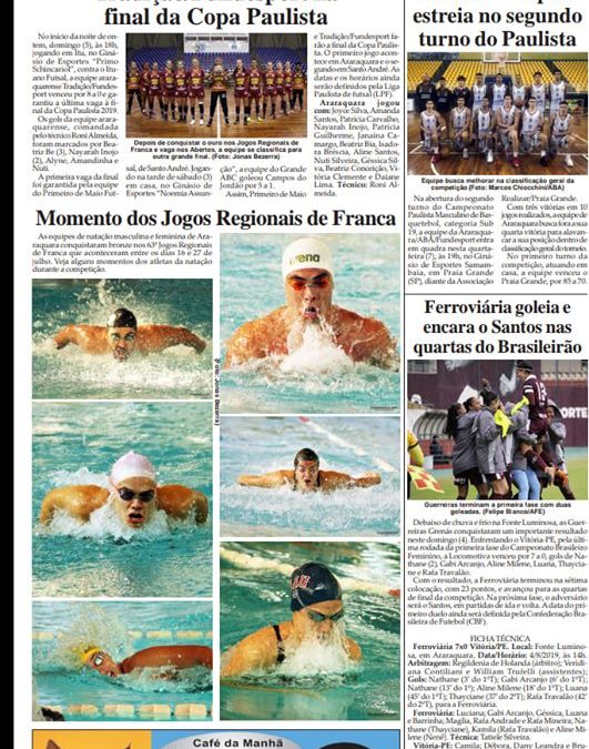 Esportes e Lazer de 06/08/2019 – Terça-feira na Folha da Cidade de Araraquara!