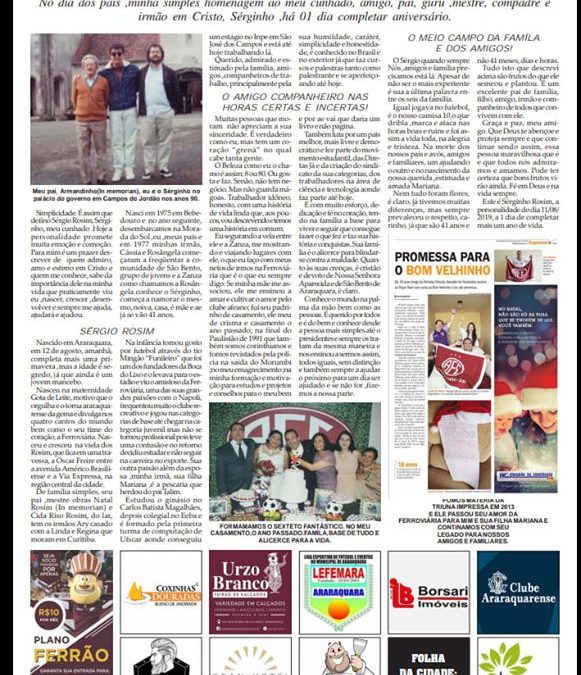 Página 03 ,Personalidade ,Folha da Cidade de Araraquara de hoje ,11/08- Domingo!