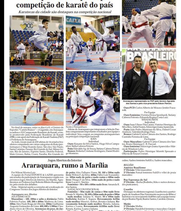 Esporte e Lazer na Folha da Cidade de Araraquara de 10/09/2019!