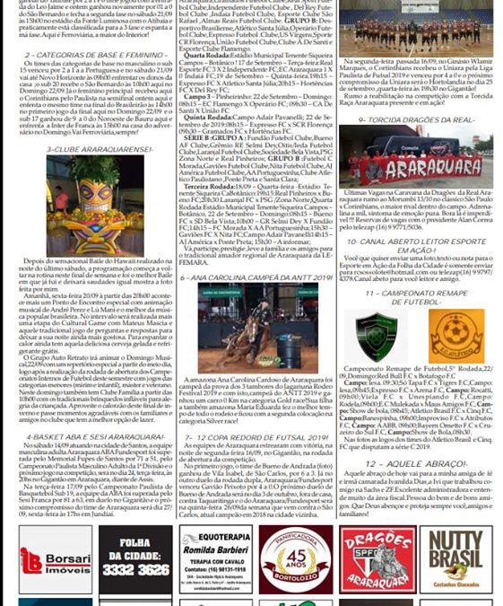 Página 06,As 12 do Soro ,Folha da Cidade de Araraquara de quinta- feira,19/09/2019!