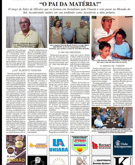 Página 03 ,Personalidade ,Folha da Cidade de Araraquara de hoje ,01/09- Domingo!
