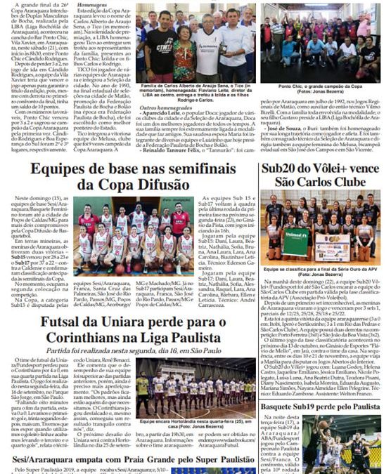 Esportes e Lazer de 24/09/2019-Terça-feira na Folha da Cidade de Araraquara !