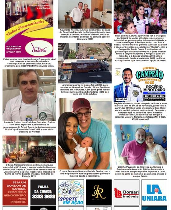 Página 03,Fatos e Fotos,Folha da Cidade de Araraquara de Domingo,06/10/2019!