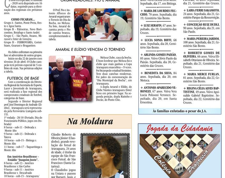 ESPORTES – JORNAL DE ARARAQUARA – 26/10/2019!