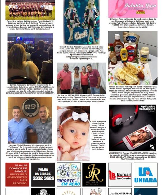Página 06,Fatos e Fotos,Folha da Cidade de Araraquara de Domingo,28/10/2019!