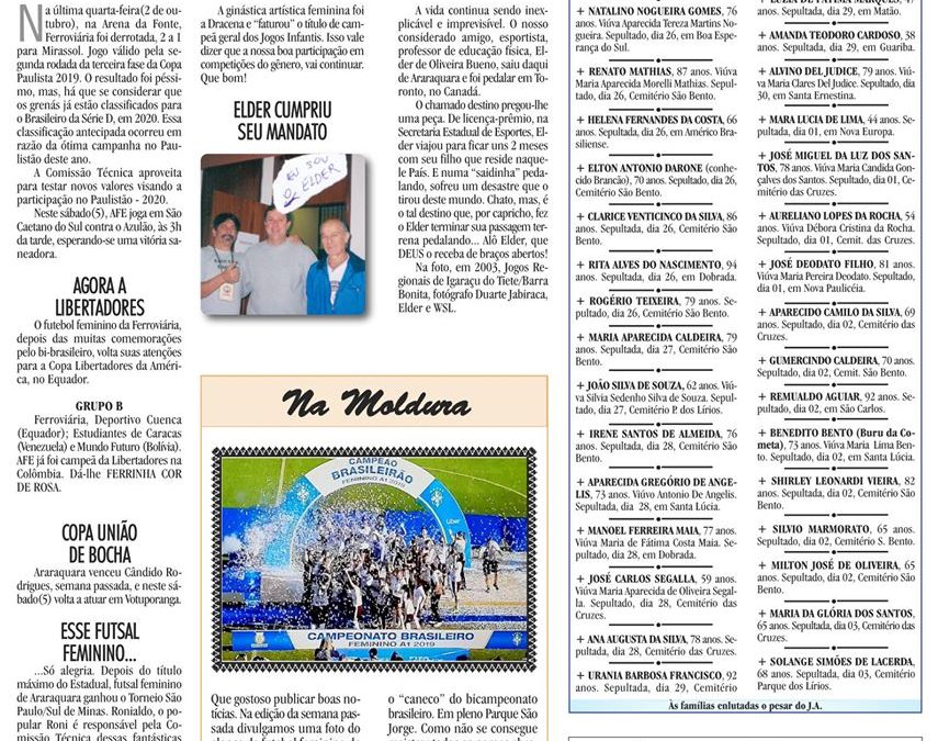 ESPORTES – JORNAL DE ARARAAQUARA – 04/10/2019!