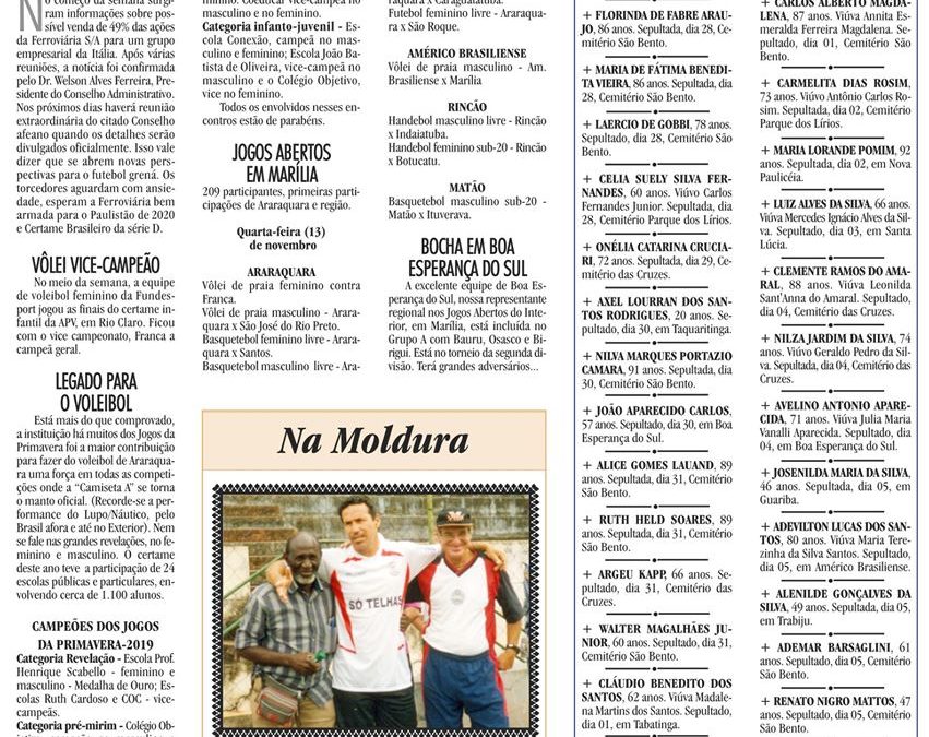 ESPORTES – JORNAL DE ARARAQUARA – 09/11/2019!