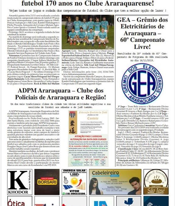 Página 06,Clubes,Folha da Cidade de Araraquara de Quarta -feira ,20/11/2019!
