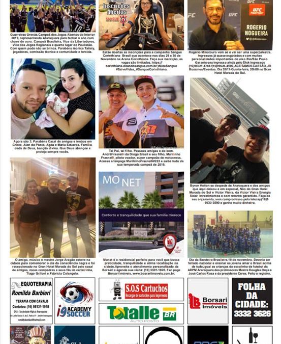 Página 06,Fatos e Fotos ,Folha da Cidade de Araraquara de Sabado ,23/11/2019!