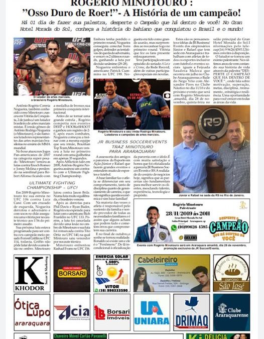 Página 06,Personalidade ,Folha da Cidade de Araraquara de Quarta-feira,27/11/2019!