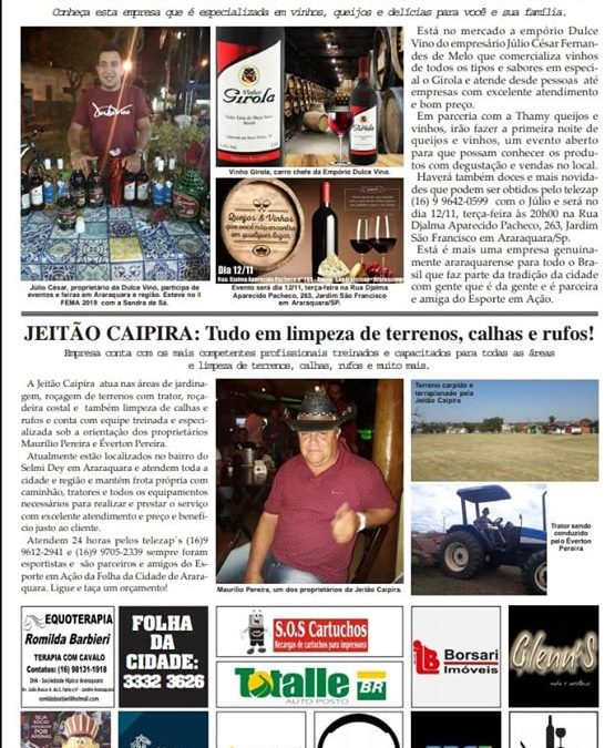 Página 6,Fatos e Fotos de 01/11/2019 – Sexta feira na Folha da Cidade de Araraquara.