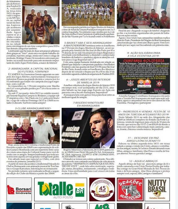 Página 06,As 12 do Soró,Folha da Cidade de Araraquara de Sexta -feira ,22/11/2019!