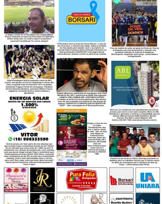 Página 06,Fatos e Fotos ,Folha da Cidade de Araraquara de Terça-feira ,19/11/2019!