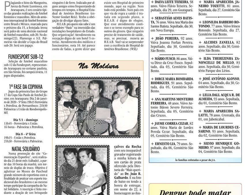 ESPORTES – JORNAL DE ARARAQUARA – 07/12/2019!