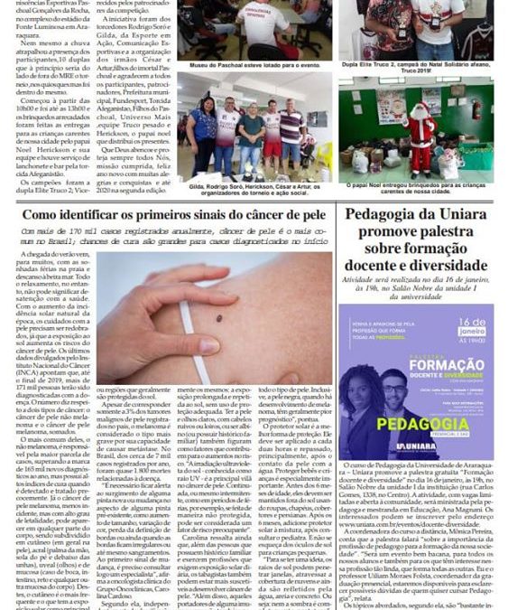 Página 6,materia Natal Solidario ,Torneio de Truco 2019 ,Folha da Cidade de Araraquara,Sexta-feira ,27/12/2019!