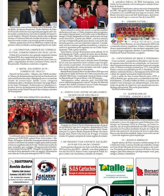 Página 06,As 12 do Soro,Folha da Cidade de Araraquara de Sexta feira ,20/12/2019!