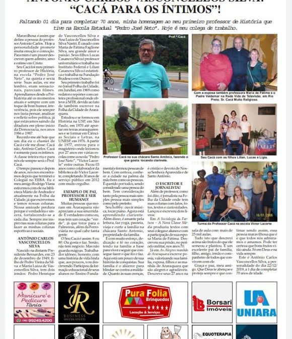 Página 03,Personalidade ,Folha da Cidade de Araraquara de Domingo ,22/12/2019!