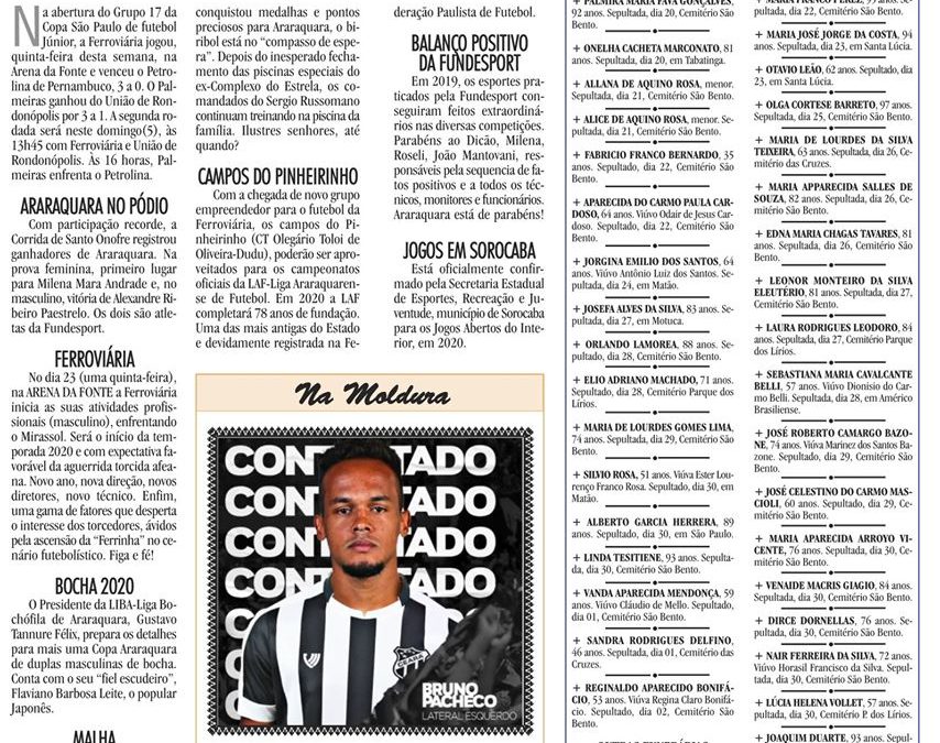 ESPORTES – JORNAL DE ARARAQUARA – 04/01/2020!