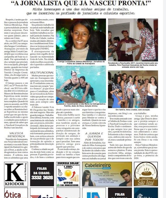 Página 6,Personalidade,Folha da Cidade de Araraquara,Terca feira,07/01/2020!