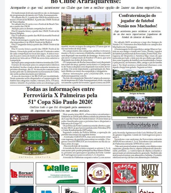 Página 6,FutebolFolha da Cidade de Araraquara,Quarta feira,08/01/2020!