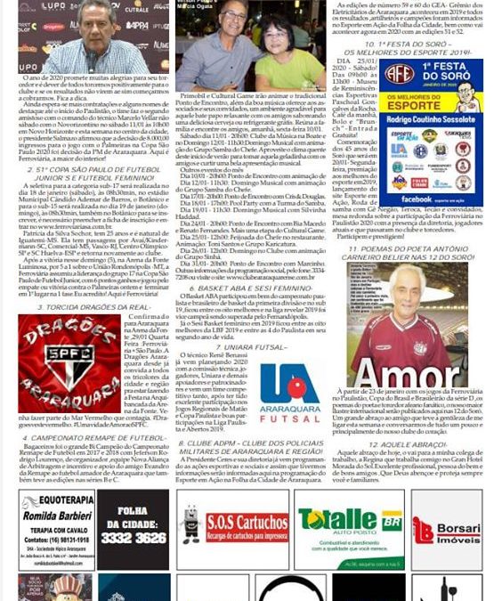 Página 6,As 12 do Soro,Folha da Cidade de Araraquara,Quinta feira,09/01/2020!