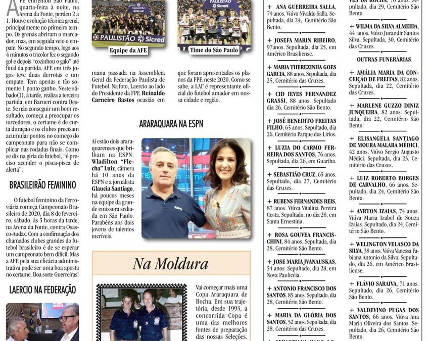 ESPORTES – JORNAL DE ARARAQUARA – 01/02/2020-SÁBADO!