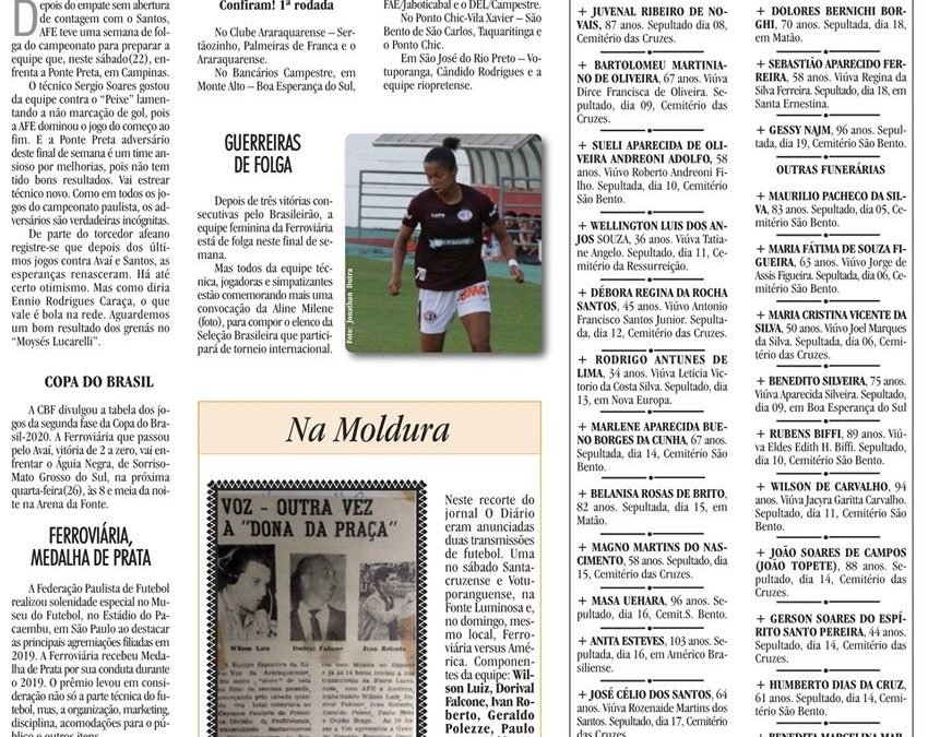 ESPORTES E LAZER – JORNAL DE ARARAQUARA – 24/02/2020-SÁBADO!