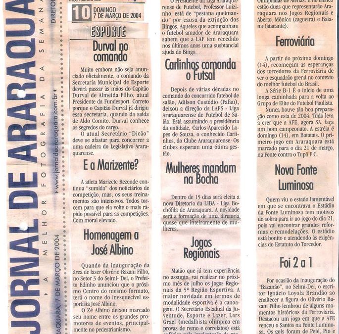 NA MOLDURA – JORNAL DE ARARAQUARA – 07/03/2020!