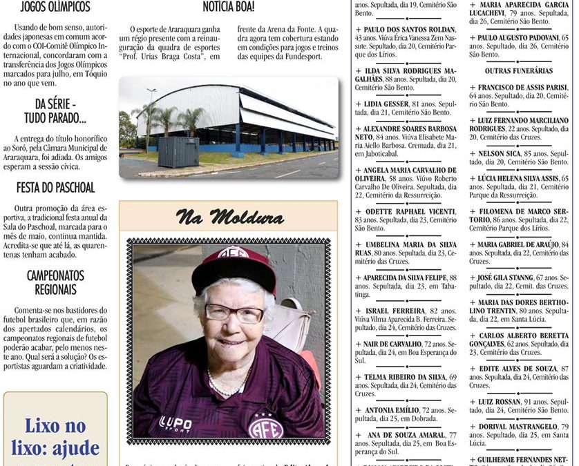 ESPORTES – JORNAL DE ARARAQUARA – 28/03/2020!