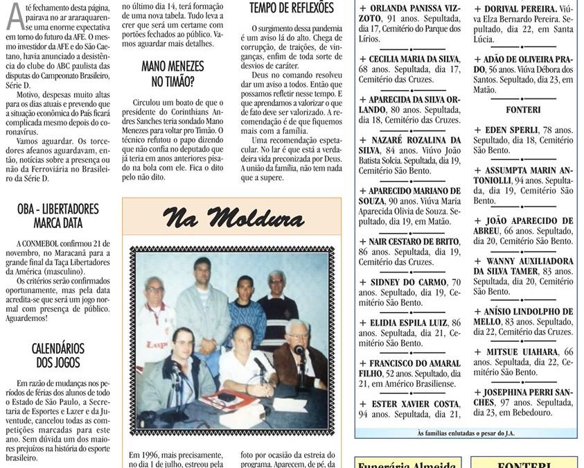 ESPORTES – JORNAL DE ARARAQUARA – 25/04/2020!