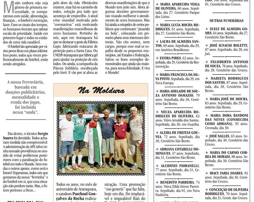 ESPORTES – JORNAL DE ARARAQUARA – 04/04/2020!